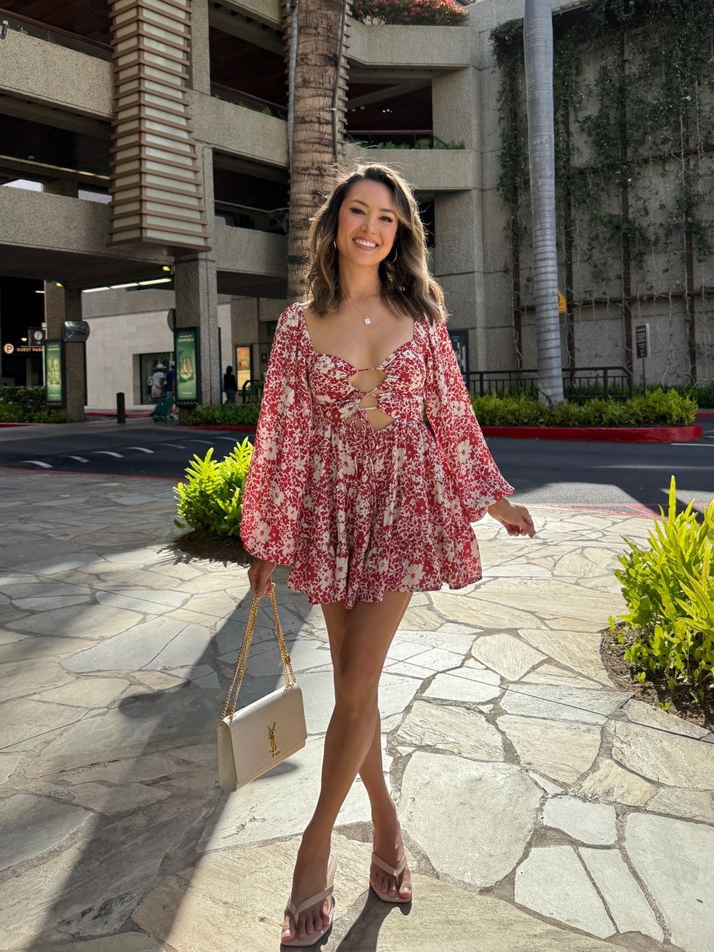 Resa Red Floral Cutout Mini Dress